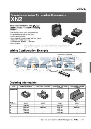 XN2D-1371 datasheet - Easy-wire connectors for Industrial Components