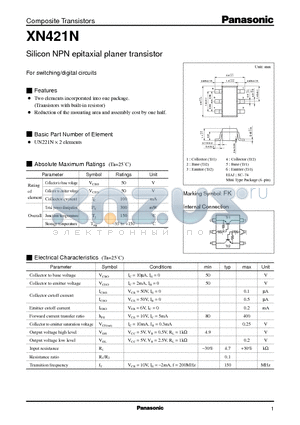 XN421N datasheet - Silicon NPN epitaxial planer transistor