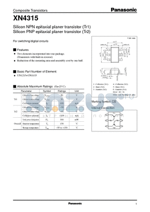 XN4315 datasheet - Silicon NPN(PNP) epitaxial planer transistor