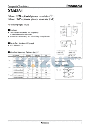 XN4381 datasheet - Silicon NPN(PNP) epitaxial planer transistor