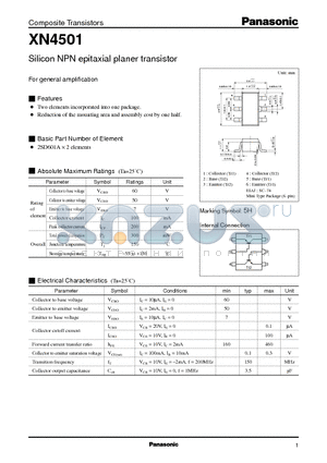 XN4501 datasheet - Silicon NPN epitaxial planer transistor