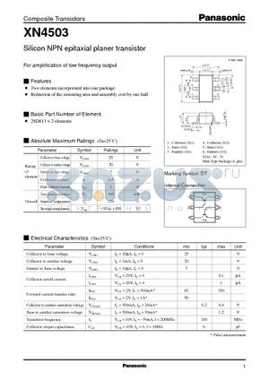 XN4503 datasheet - Silicon NPN epitaxial planer transistor