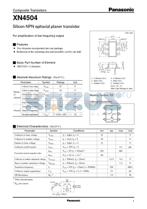 XN4504 datasheet - Silicon NPN epitaxial planer transistor