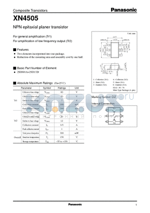 XN4505 datasheet - NPN epitaxial planer transistor