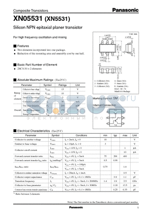 XN5531 datasheet - Silicon NPN epitaxial planer transistor