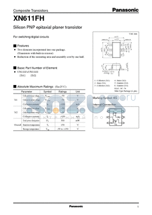 XN611FH datasheet - Silicon PNP epitaxial planer transistor