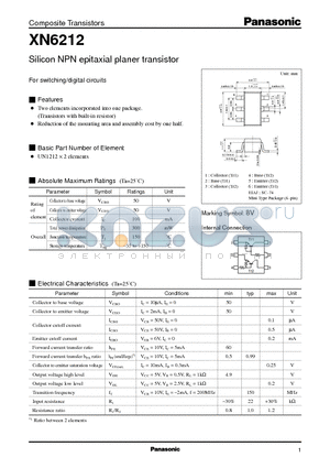 XN6212 datasheet - Silicon NPN epitaxial planer transistor