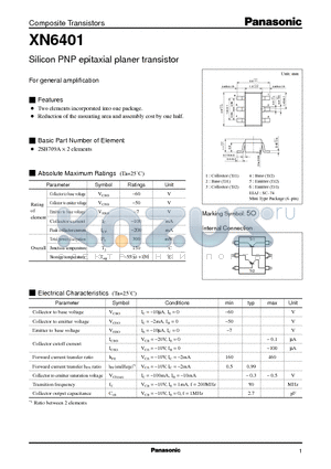 XN6401 datasheet - Silicon PNP epitaxial planer transistor