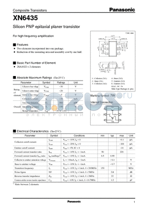 XN6435 datasheet - Silicon PNP epitaxial planer transistor