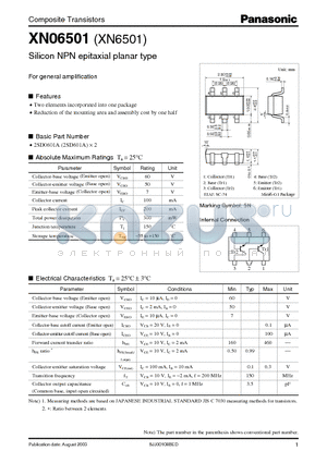 XN6501 datasheet - Silicon NPN epitaxial planar type