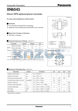 XN6543 datasheet - Silicon NPN epitaxial planer transistor