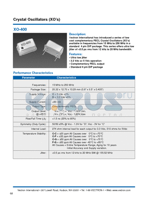 XO-400-DFF-G-166.6288MHZ datasheet - Crystal Oscillators  ( XOs )