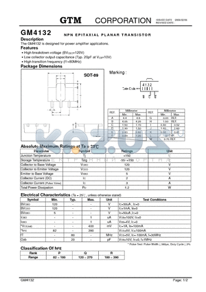 GM4132 datasheet - NPN EPITAXIAL PLANAR TRANSISTOR