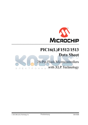 PIC16LF1512-E-MV datasheet - 28-Pin Flash Microcontrollers with XLP Technology