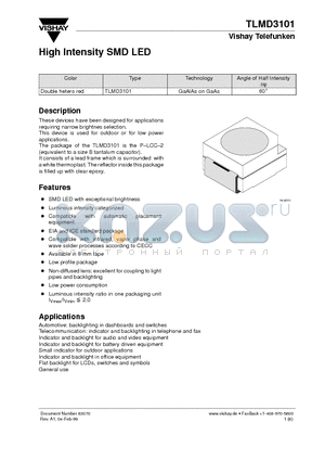 TLMD3101 datasheet - High Intensity SMD LED