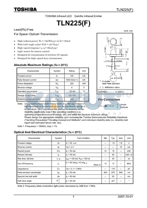 TLN225_07 datasheet - INFRARED LED FOR SPACE OPTICAL TRANSMISSION