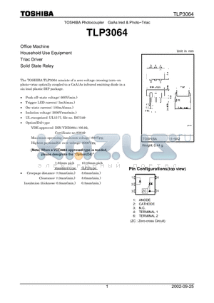 TLP3064 datasheet - TOSHIBA Photocoupler GaAs Ired & Photo-Triac