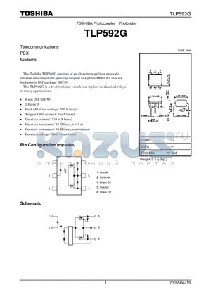 TLP592G datasheet - Telecommunications PBX Modems