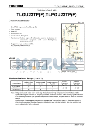 TLPGU23TP datasheet - Panel Circuit Indicator