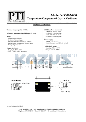 XO3082-000 datasheet - Temperature Compensated Crystal Oscillator
