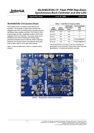 ISL9440CEVAL1Z datasheet - Triple PWM Step-Down Synchronous Buck Controller and One LDO