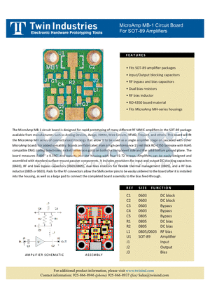 MB-1 datasheet - Fits SOT-89 amplifier packages