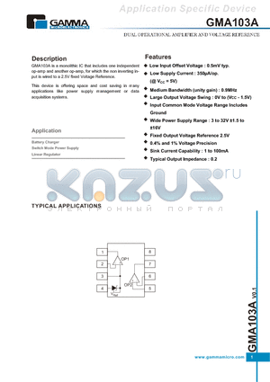 GMA103A datasheet - DUAL OPERATIONAL AMPLIFIER AND VOLTAGE REFERENCE