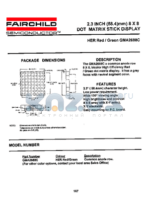 GMA2688C datasheet - 2.3 INCH (58.4 mm) 8 X 8 DOT MATRIX STICK DISPLAY