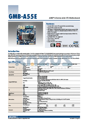 GMB-A55E datasheet - AMD^ G-Series mini-ITX Motherboard