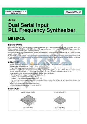 MB15F02LPV datasheet - Dual Serial Input PLL Frequency Synthesizer
