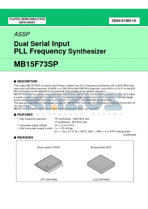 MB15F73SP datasheet - Dual Serial Input PLL Frequency Synthesizer