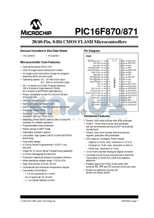 PIC16LF870T datasheet - 28/40-Pin, 8-Bit CMOS FLASH Microcontrollers