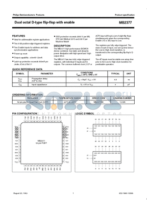 MB2377BB datasheet - Dual octal D-type flip-flop with enable