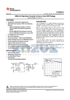 TLV62065-Q1 datasheet - 3-MHz 2-A Step-Down Converter in 2-mm x 2-mm SON Package