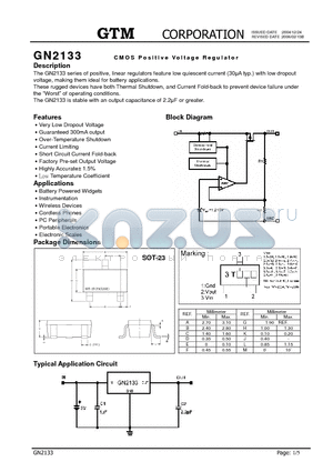 GN2133 datasheet - CMOS POSITIVE VOLTAGE REGULATOR