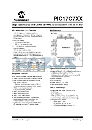 PIC17C7XX_00 datasheet - High-Performance 8-bit CMOS EPROM Microcontrollers with 10-bit A/D