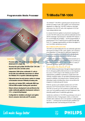 TM-1000 datasheet - Programmable Media Processor