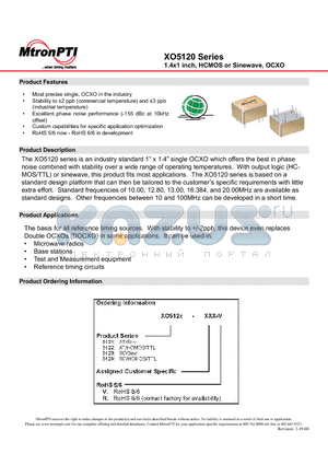 XO5120-XXX-R datasheet - 1.4x1 inch, HCMOS or Sinewave, OCXO