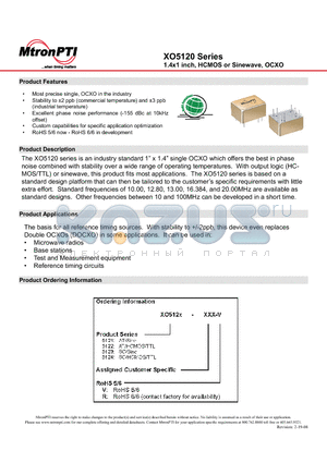 XO5120-XXX-V datasheet - 1.4x1 inch, HCMOS or Sinewave, OCXO
