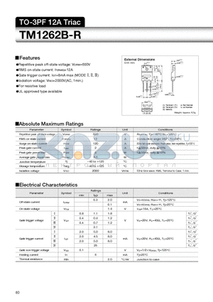 TM1262B-R datasheet - TO-3PF 12A Triac