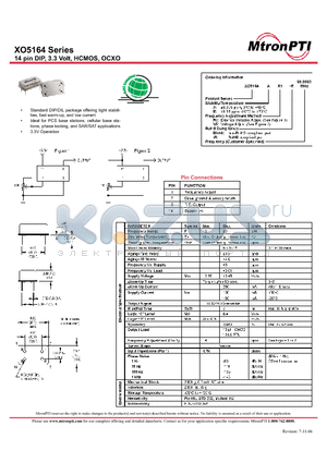 XO5164 datasheet - 14 pin DIP, 3.3 Volt, HCMOS, OCXO