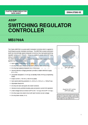 MB3769A datasheet - SWITCHING REGULATOR CONTROLLER
