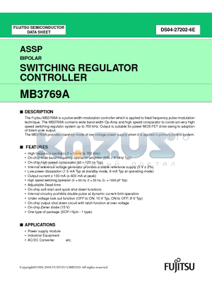 MB3769A datasheet - SWITCHING REGULATOR CONTROLLER