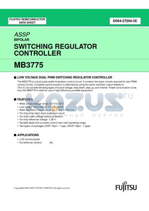 MB3775PF datasheet - SWITCHING REGULATOR CONTROLLER