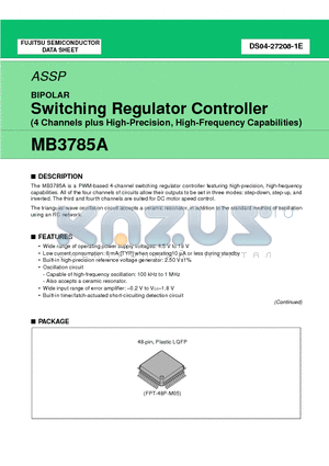 MB3785APFV datasheet - Switching Regulator Controller (4 Channels plus High-Precision, High-Frequency Capabilities)