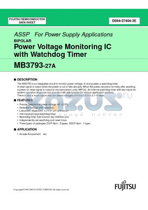 MB3793-27APF datasheet - Power Voltage Monitoring IC with Watchdog Timer