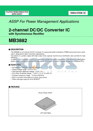 MB3882PFV datasheet - 2-channel DC/DC Converter IC with Synchronous Rectifier