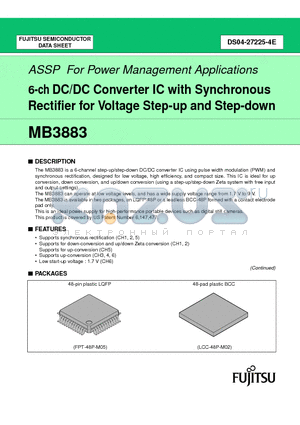 MB3883PFV datasheet - 6-ch DC/DC Converter IC with Synchronous Rectifier for Voltage Step-up and Step-down
