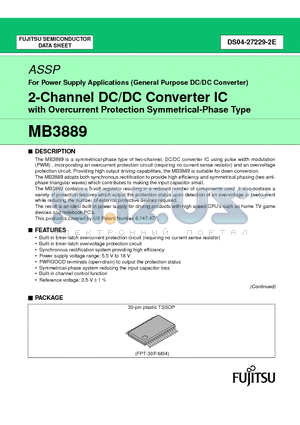 MB3889PFT datasheet - 2-Channel DC/DC Converter IC with Overcurrent Protection Symmetrical-Phase Type