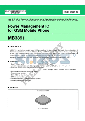 MB3891PFV datasheet - Power Management IC for GSM Mobile Phone